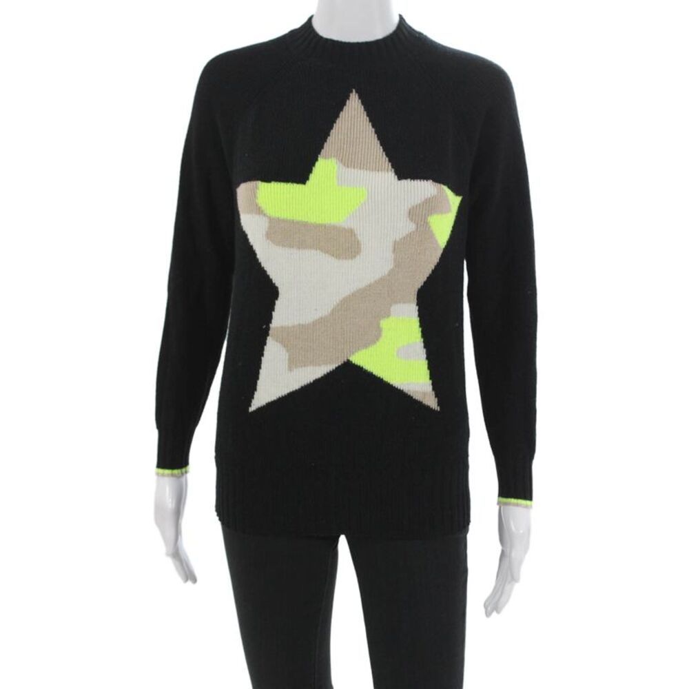 WISPR Womens Black Camouflage Star Cotton Crew Neck Pullover Long Sleeve Size S